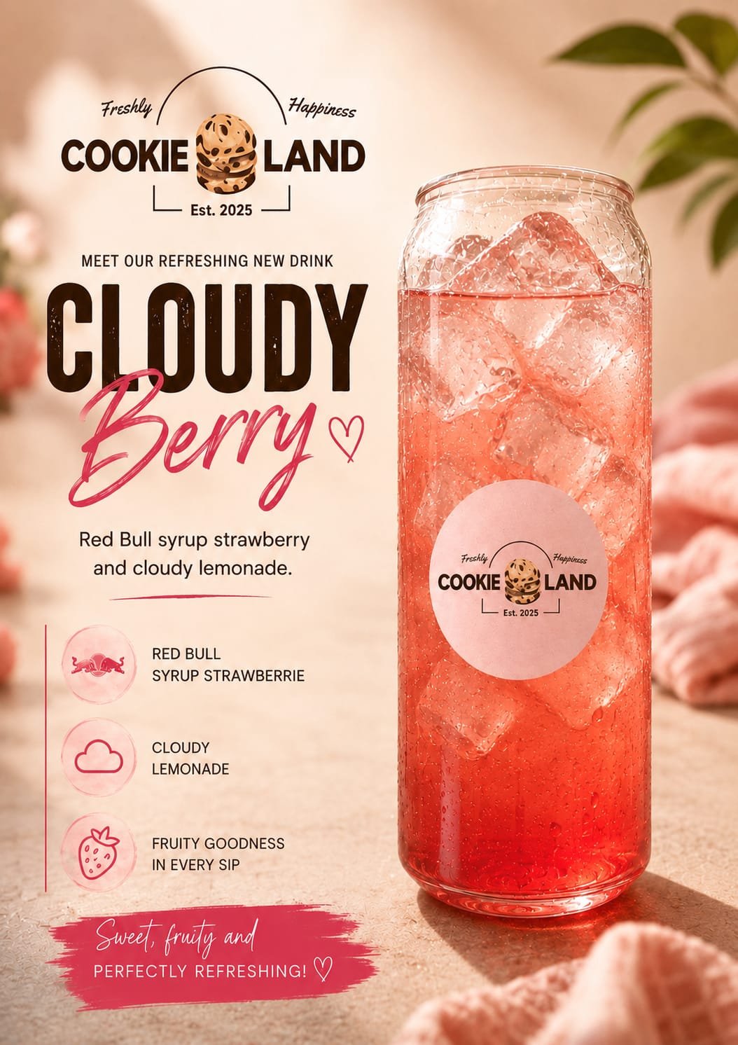Cloudy Berry - Red Bull with strawberry syrup and cloudy lemonade